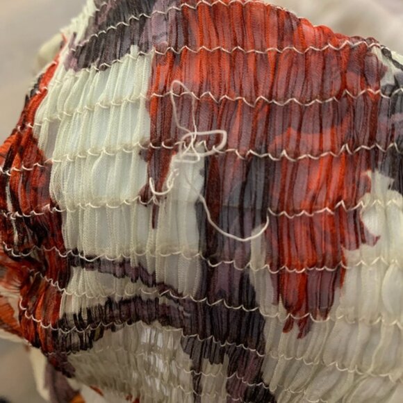 Zara Women’s Blouse Fall Leaf Ruffle Long Sleeve Peasant Flutter Sleeve Sheer M - Picture 16 of 16